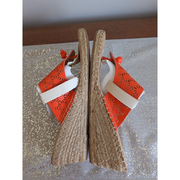White Mountain Beaux Perforated Thong Espadrille Wedge Sandals Women 9.5 Orange - Picture 3 of 7